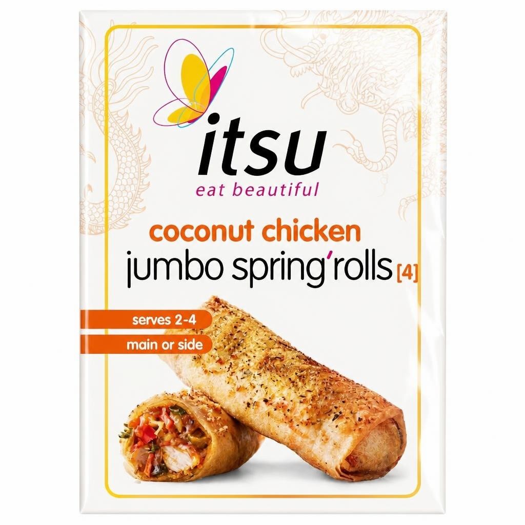 itsu 4 coconut chicken jumbo spring rolls 300g 
