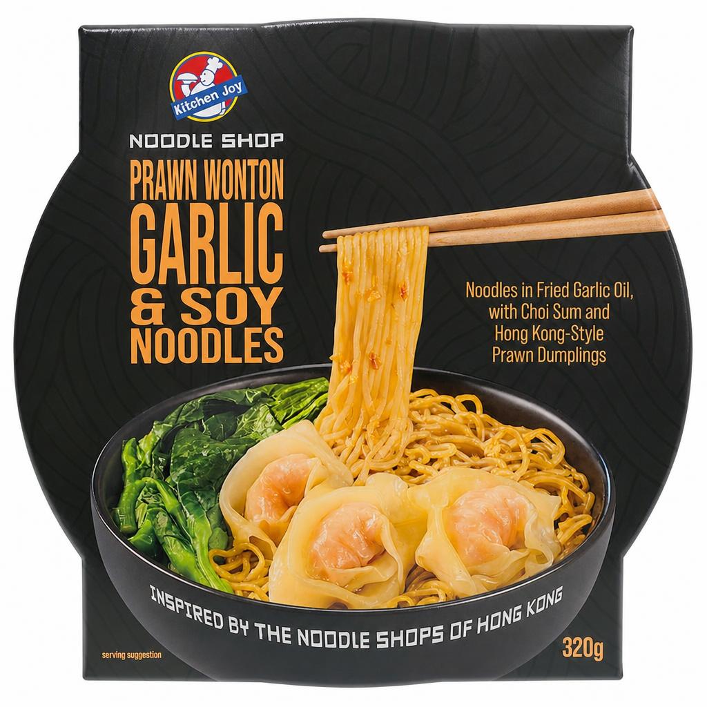 Kitchen Joy Garlic & Soy Prawn Wonton Noodles 320g