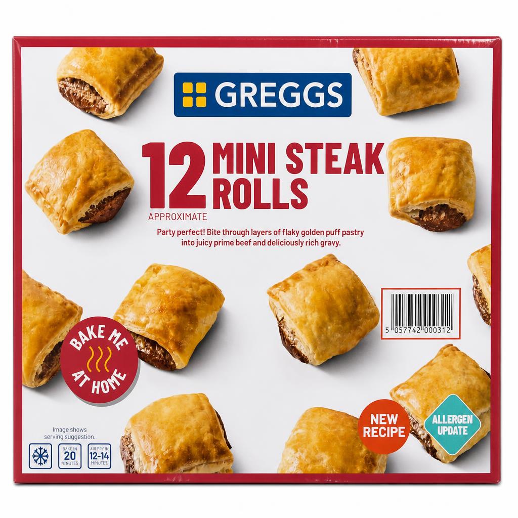 Greggs 12 Mini Steak Rolls 360g