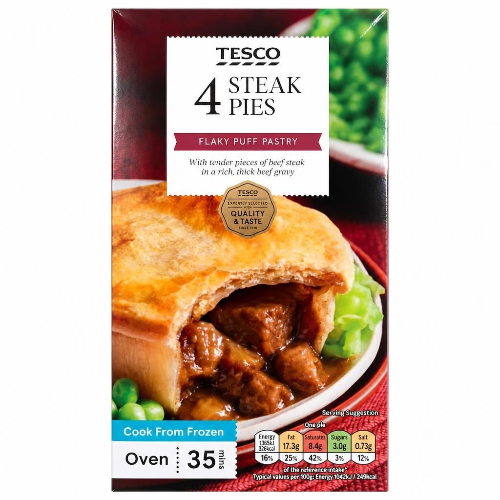 Tesco 4 Steak Pies 568g