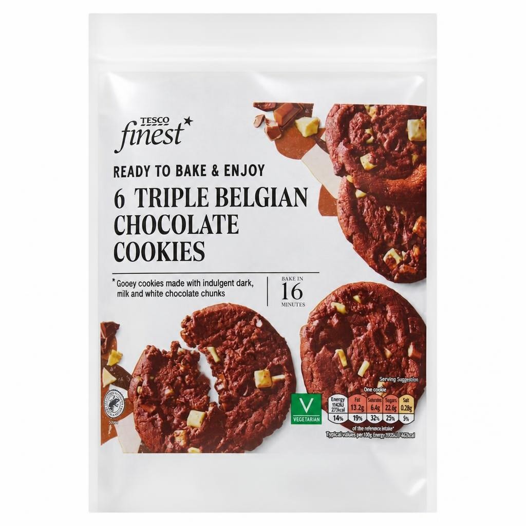 Tesco Finest 6 Triple Belgian Chocolate Cookies 372g