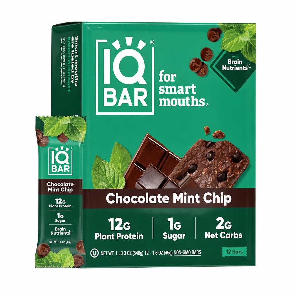 IQBar Chocolate Mint Chip Bars 1.6oz (45g) x 12
