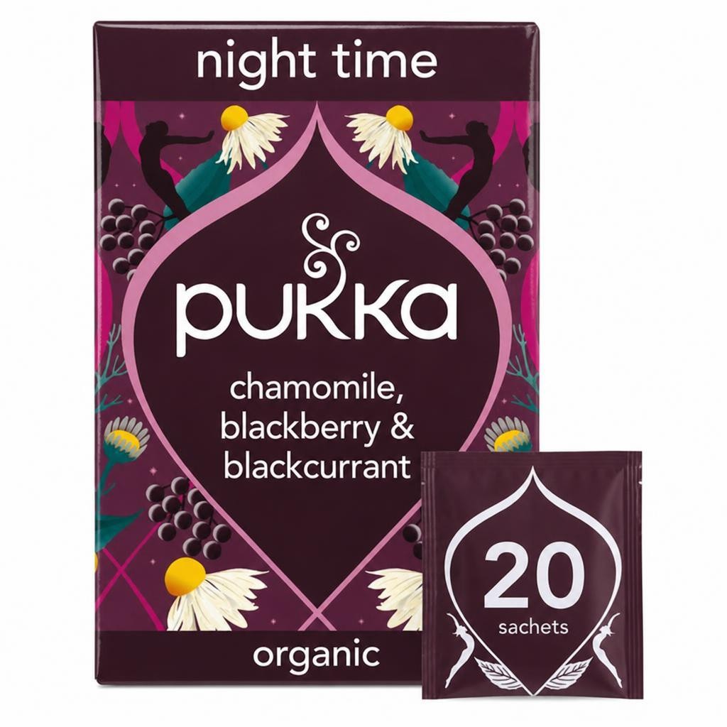 Pukka Organic Night Time Berry Herbal Tea Home Compostable Sleep Tea Bags x20