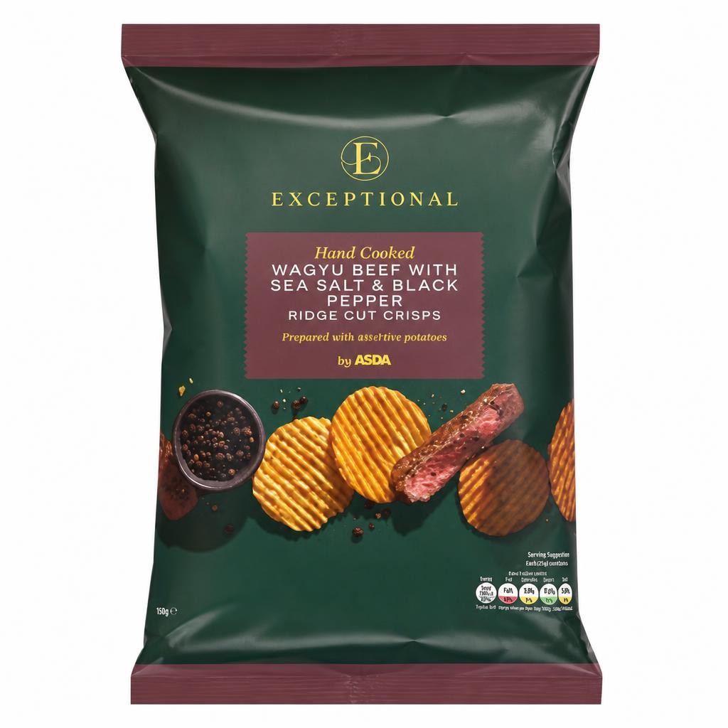 Exceptional by ASDA Exceptional by  Wagyu Beef with Sea Salt & Black Pepper Ridge Cut Crisps 150g