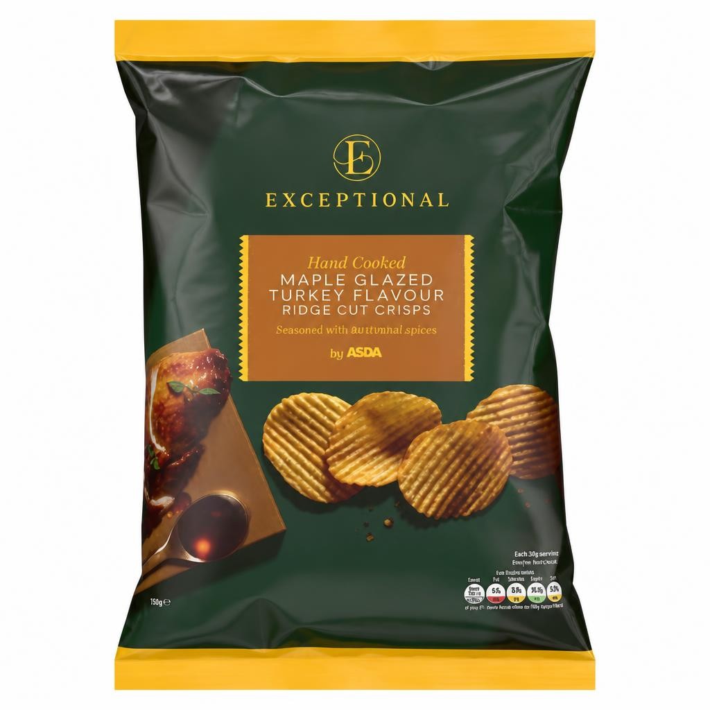 Exceptional by ASDA Exceptional by  Maple Glazed Turkey Flavour Ridge Cut Crisps 150g