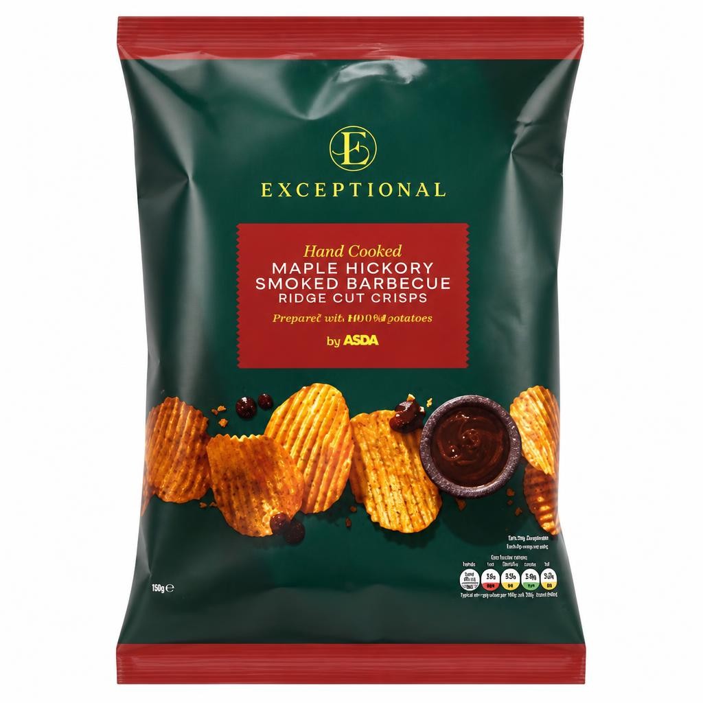 Exceptional by ASDA Maple Hickory Smoked Barbecue Ridge Cut Crisps 150g
