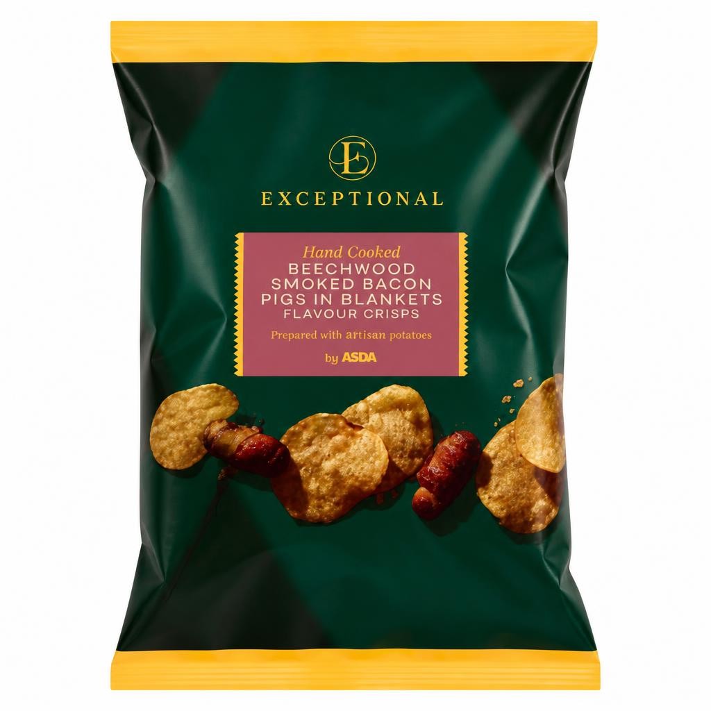 Exceptional by ASDA Exceptional by  Beechwood Smoked Bacon Pigs in Blankets Flavour Crisps 150g