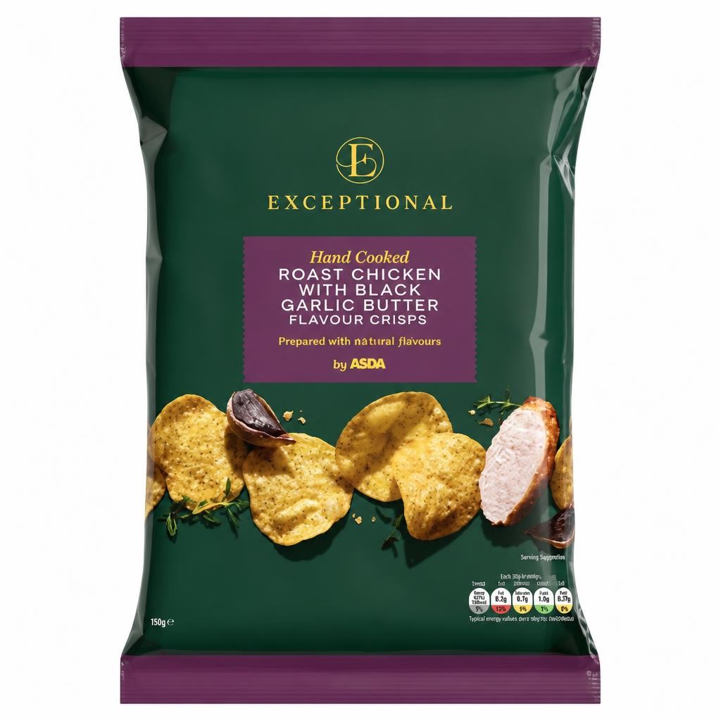 Exceptional by ASDA Exceptional by  Roast Chicken with Black Garlic Butter Flavour Crisps 150g