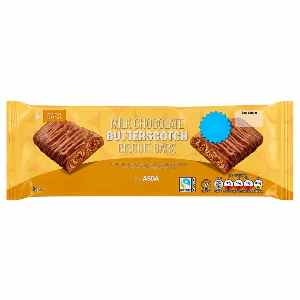 ASDA 6 Milk Chocolate Butterscotch Biscuit Bars 114g