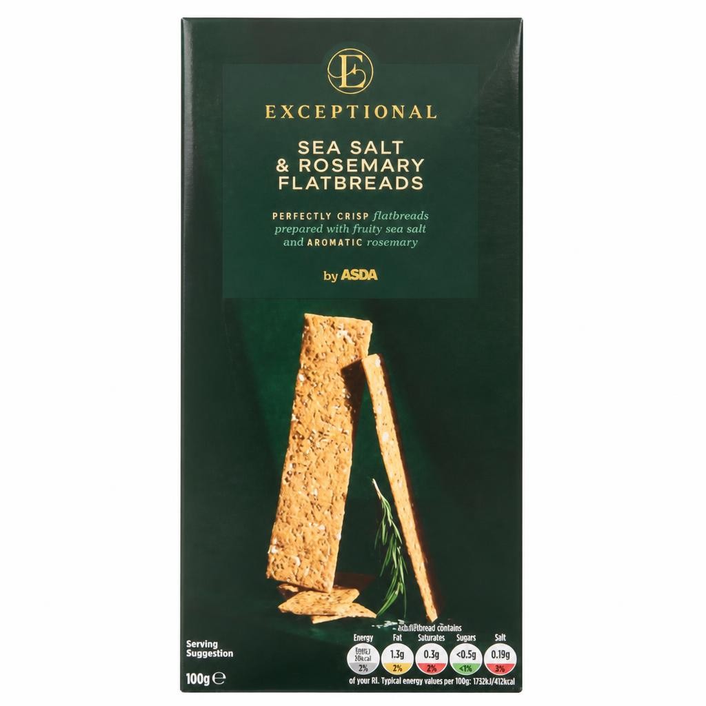Exceptional by ASDA Sea Salt & Rosemary Flatbreads 100g