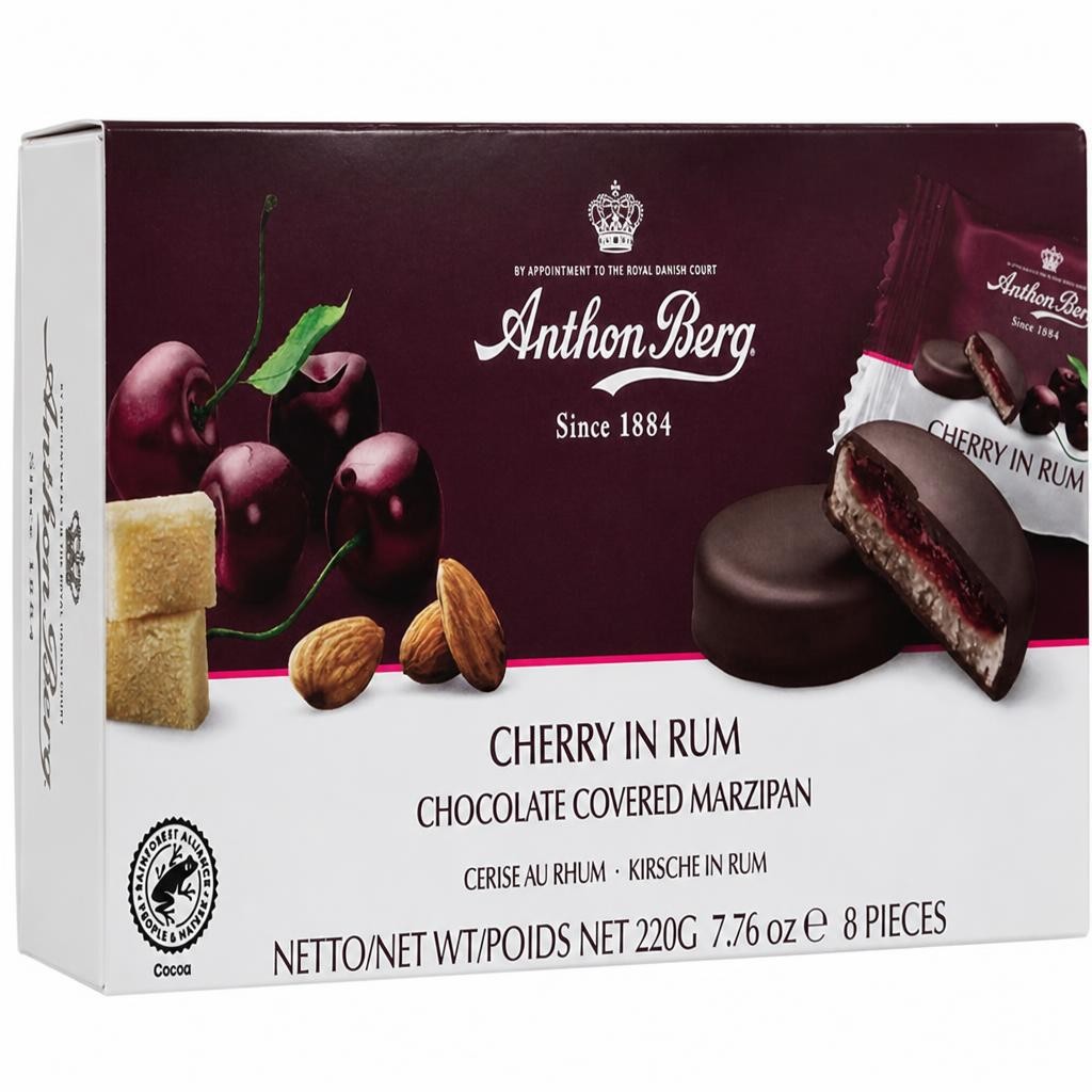 Anthon Berg Cherry in Rum chocolate covered marzipan 220g
8 pieces