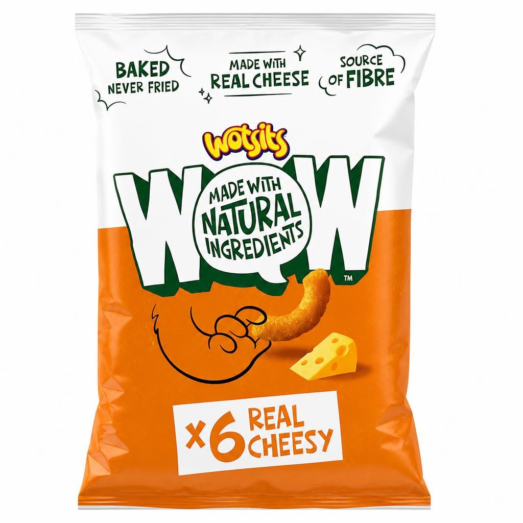 WOW Wotsits Real Cheesy Chickpeas & Corn Rice puffs 6x16g