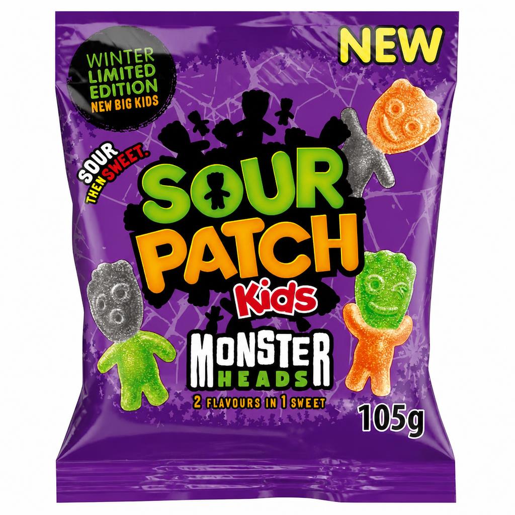 Sour Patch Kids Monster Heads 2 Flavours in 1 Sweets 105g