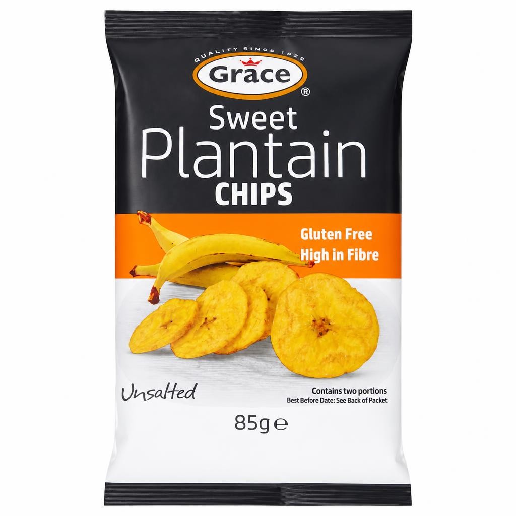Grace Sweet Ripe Plantain Chips Unsalted 85g CLIPSTRIP