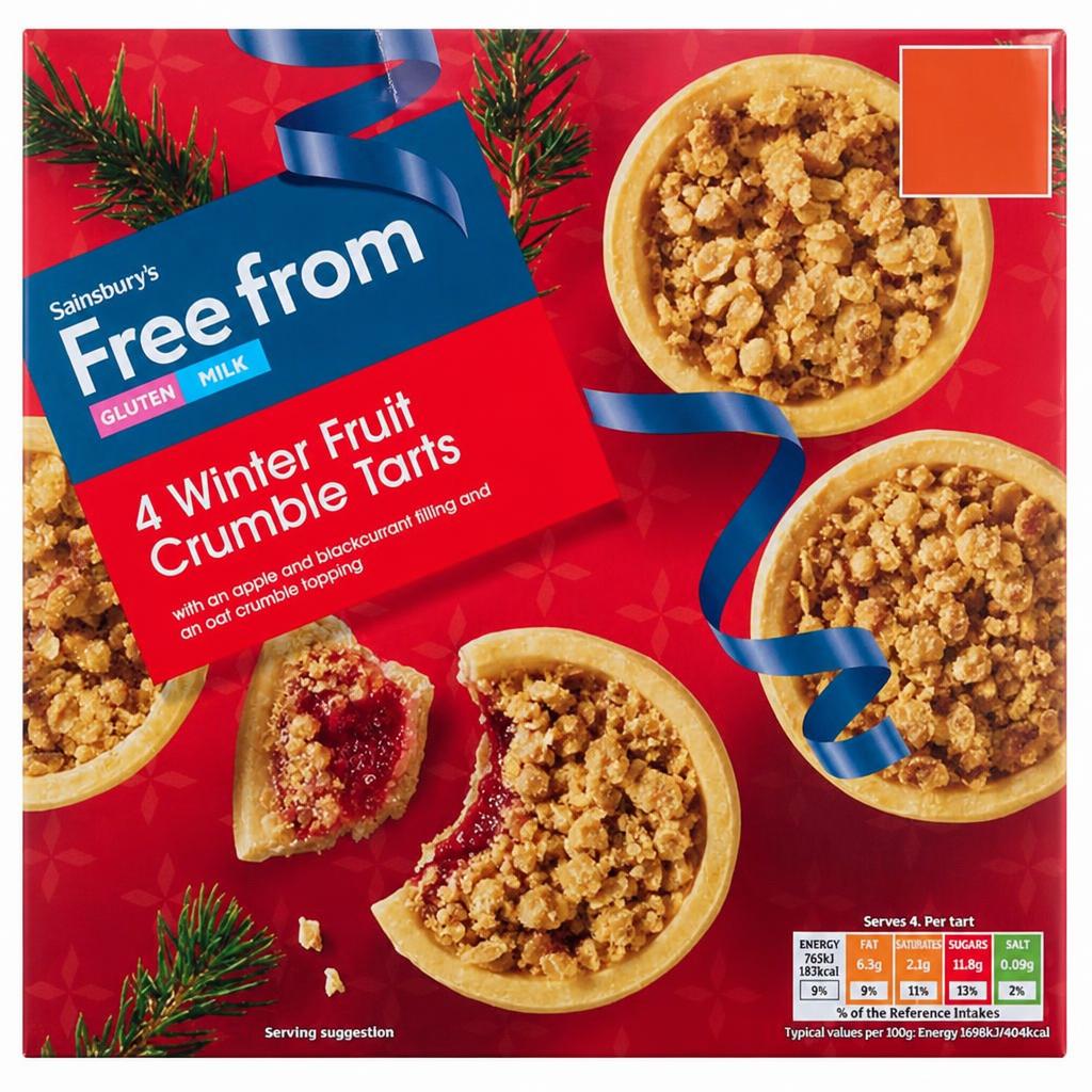 Sainsbury's Free From 4 x Winter Fruit Crumble Tarts 185g