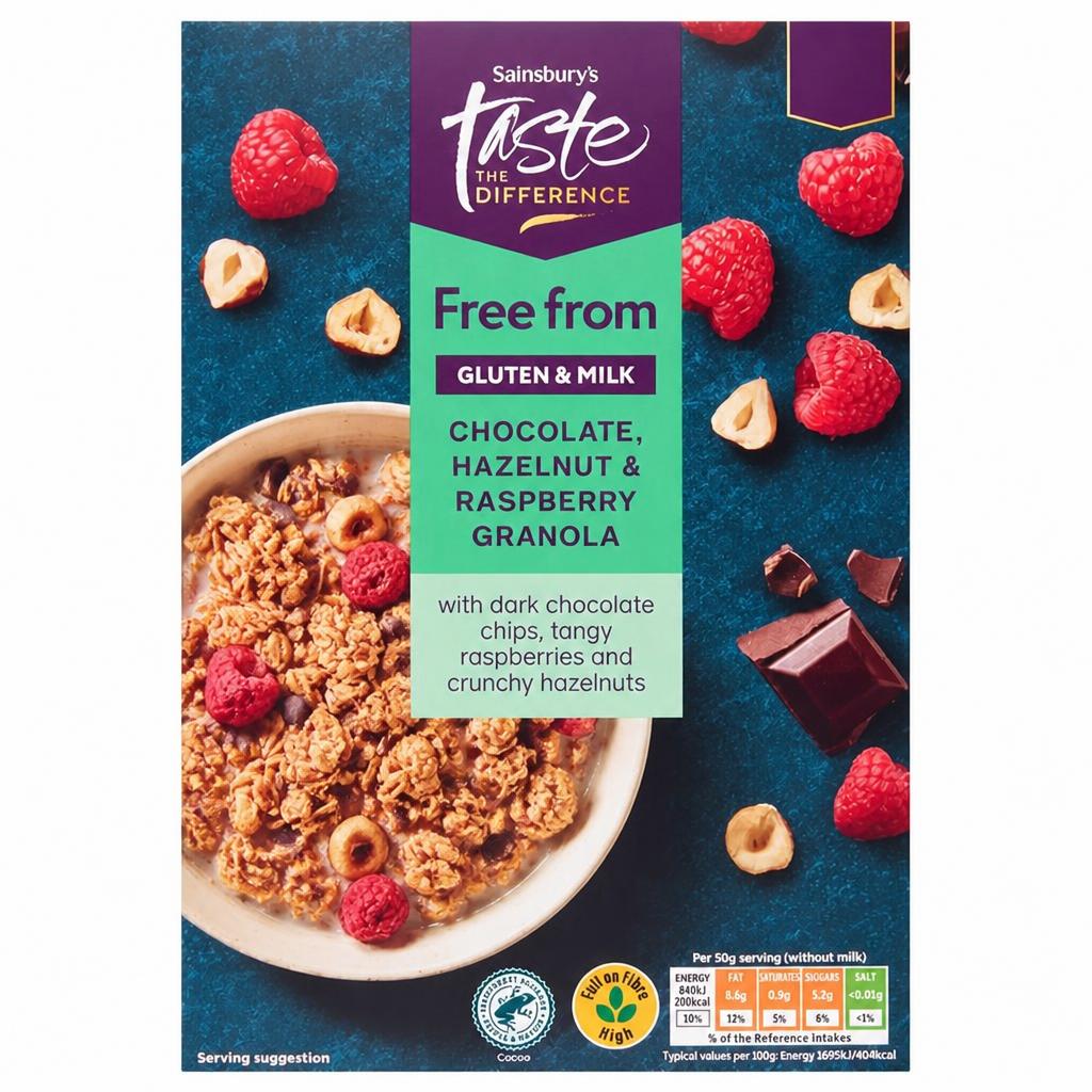 Sainsbury's Free From 350g Chocolate, Hazelnut & Raspberry Granola