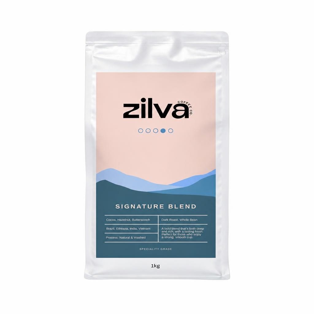Zilva Signature Blend Speciality Coffee Beans - Dark Roast - 1Kg