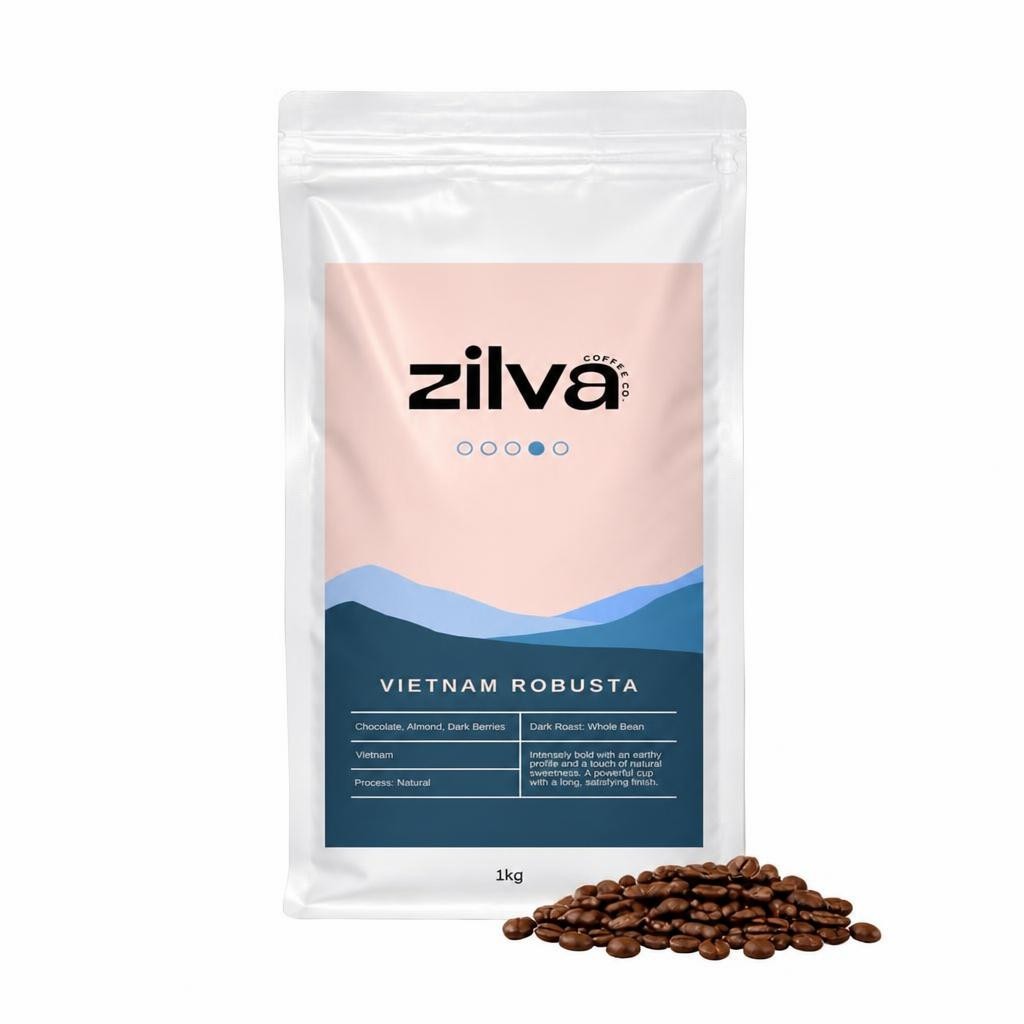 Zilva Vietnam Robusta Coffee Beans - Dark Roast - 1Kg