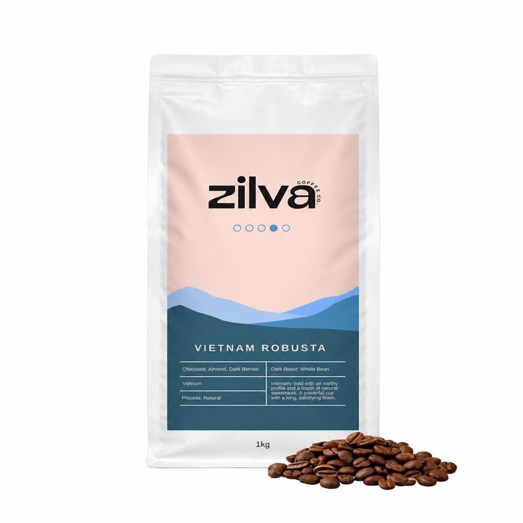 Zilva Vietnam Robusta Coffee Beans - Dark Roast - 1Kg