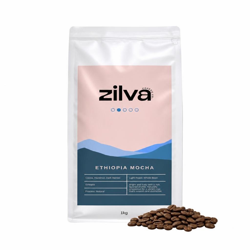 Zilva Ethiopia Mocha Speciality Coffee Beans - Light Roast - 1Kg