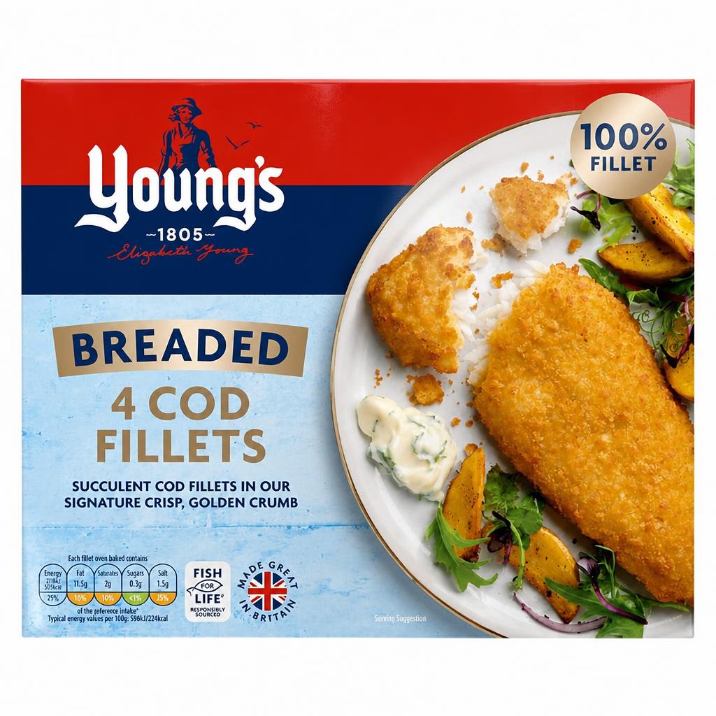 Young's Breaded Cod Fillets x4 440g
