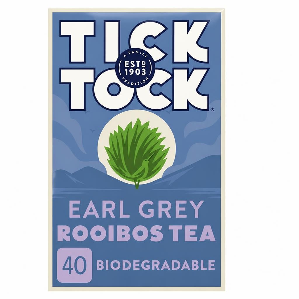 Tick Tock Earl Grey Rooibos Tea Biodegradable Bags x40 90g