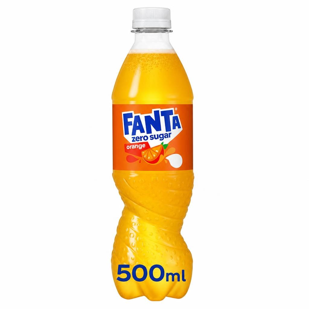 Fanta 500ml Zero Sugar Orange Soft Drink Bottle