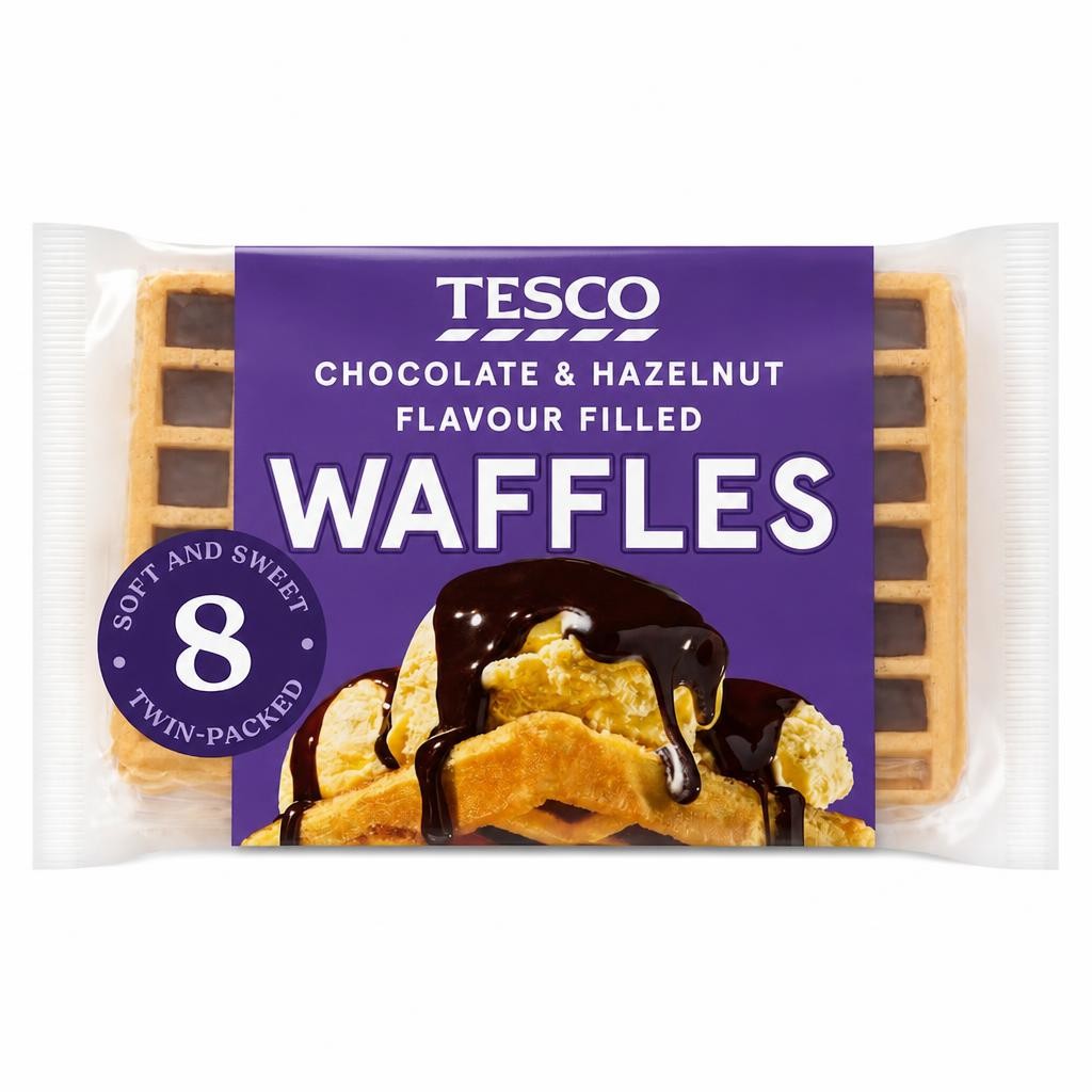 Tesco Chocolate & Hazelnut Flavour Filled Waffles 272g