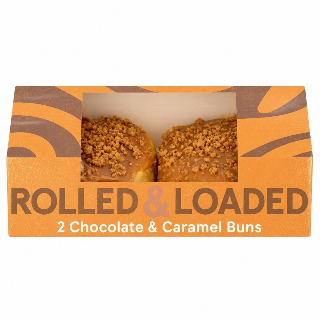 Tesco Rolled and Loaded Caramel & Chocolate Buns 2 Pack
