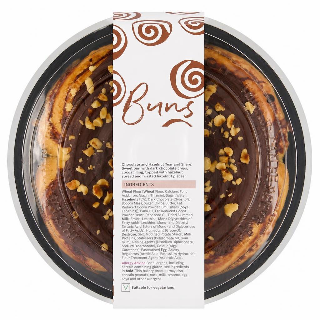 Tesco Chocolate and Hazelnut Tear and Share Bun