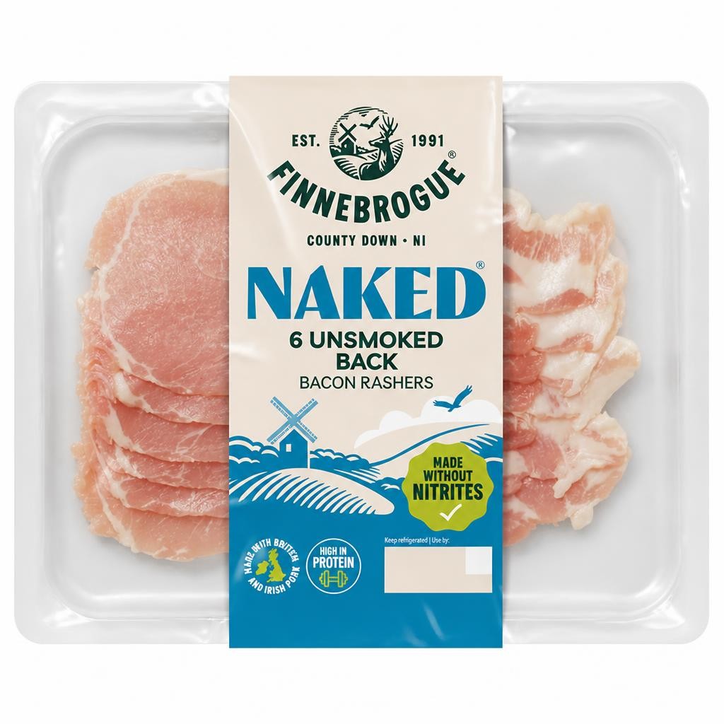 Finnebrogue Naked Unsmoked Back Bacon Rashers x6 200g