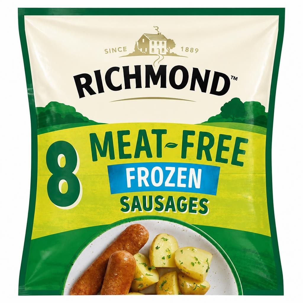 Richmond Vegan & Vegetarian Meat Free Frozen Sausages x8 304g