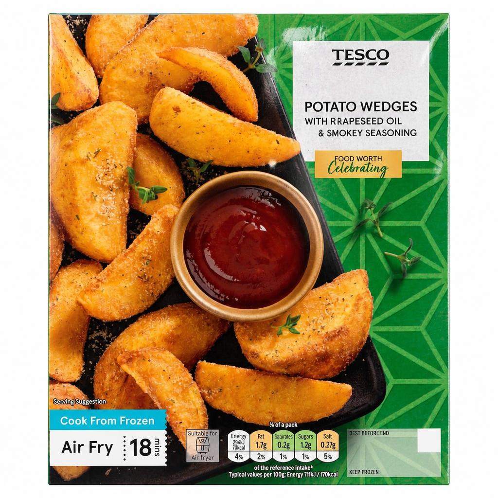 Tesco Potato Wedges with Ranch Seasoning & Smoky BBQ Dip 400g