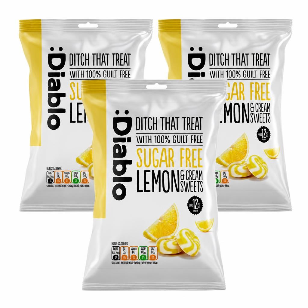 Diablo Sugar Free Lemon and Cream Sweets 75g 3 Pack