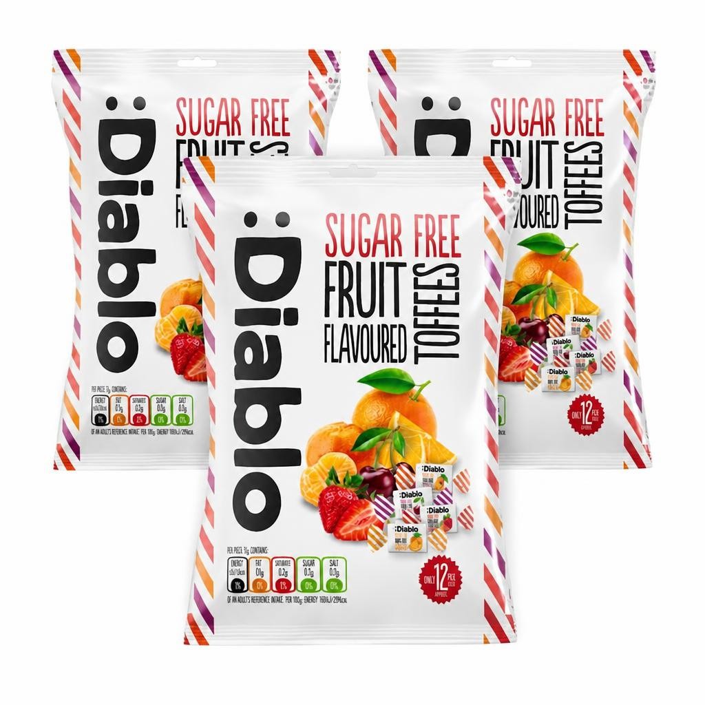 Diablo Sugar Free Fruit Toffees 75g 3 Pack