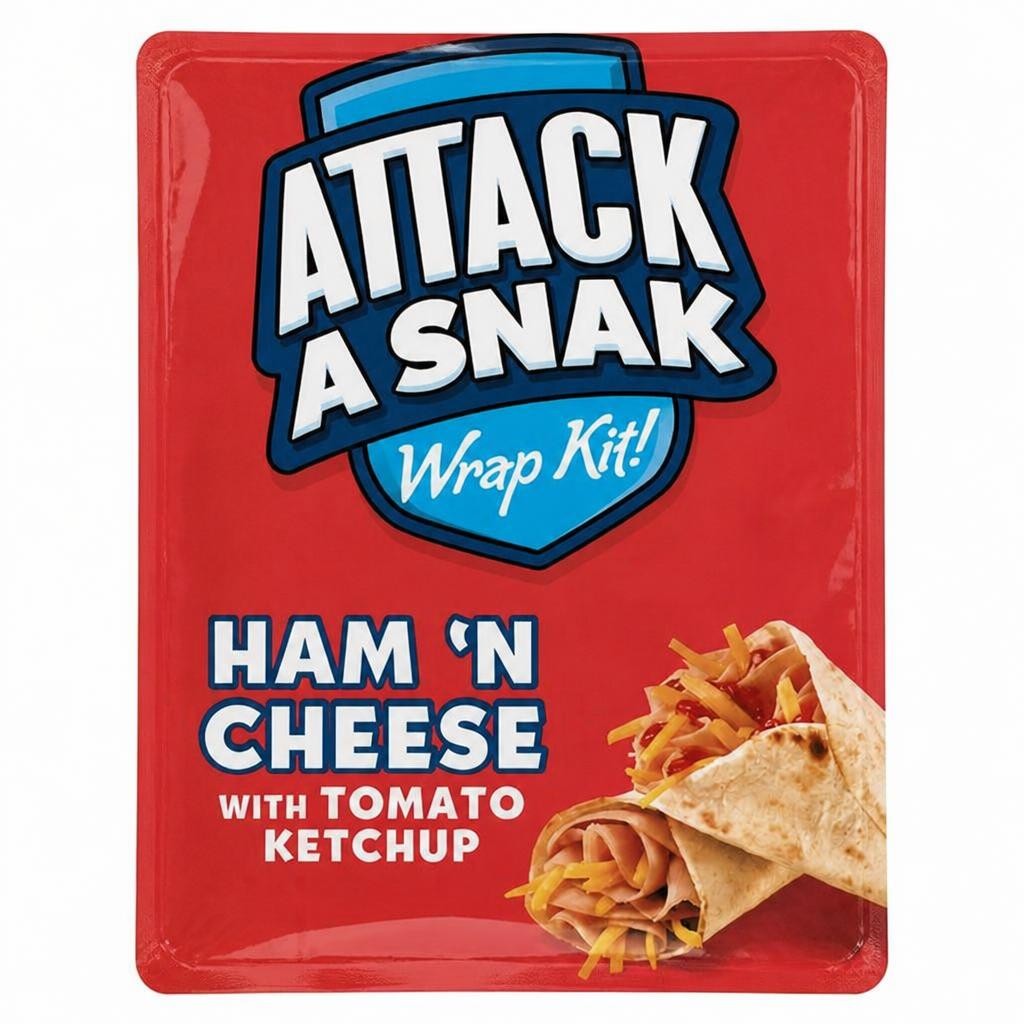 Attack a Snak Ham & Cheese Wrap Kit with Tomato Ketchup 86g