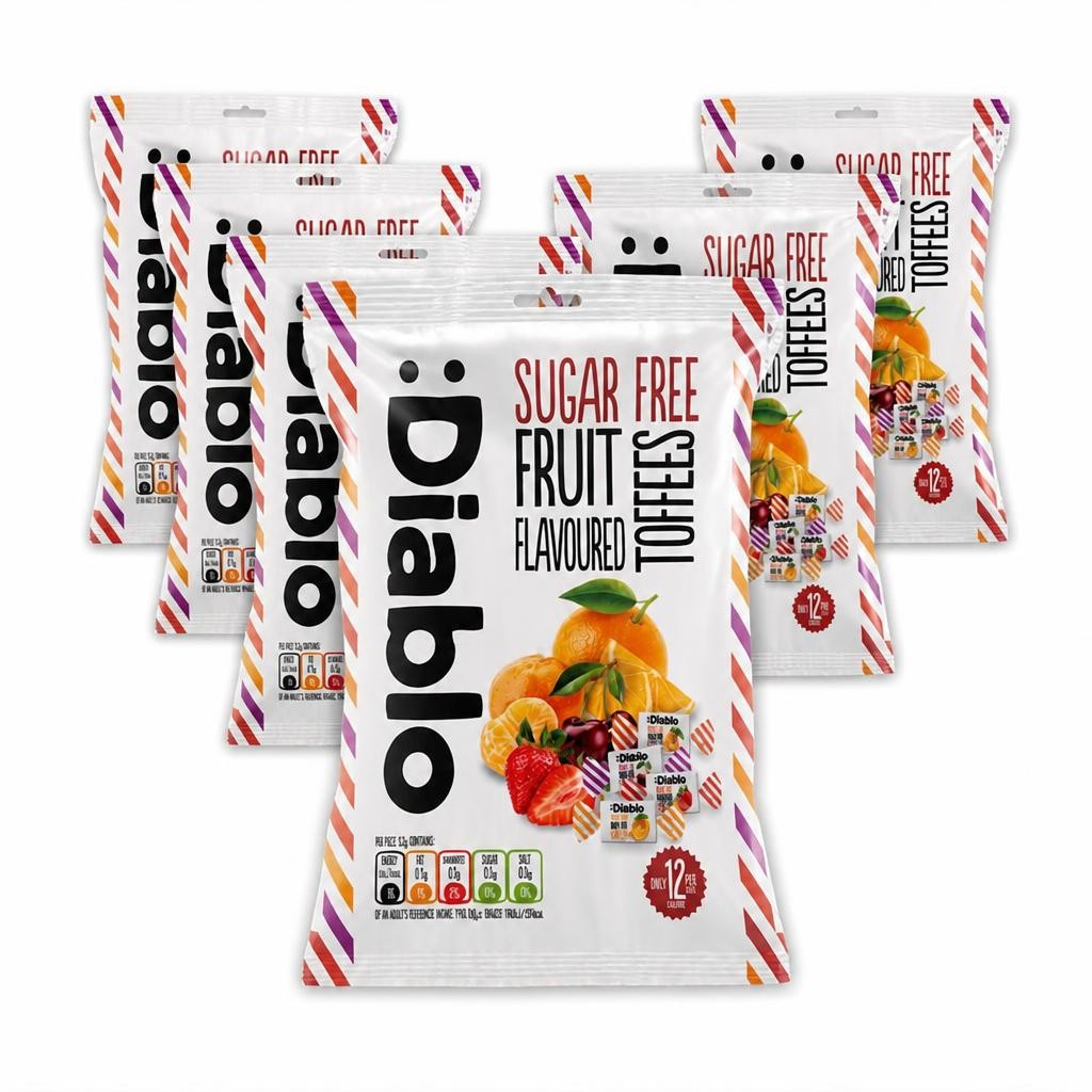 Diablo Sugar Free Fruit Toffees 75g 6 Pack