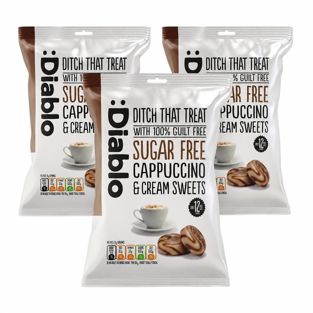 Diablo Sugar Free Cappuccino and Cream Sweets 75g 3 Pack