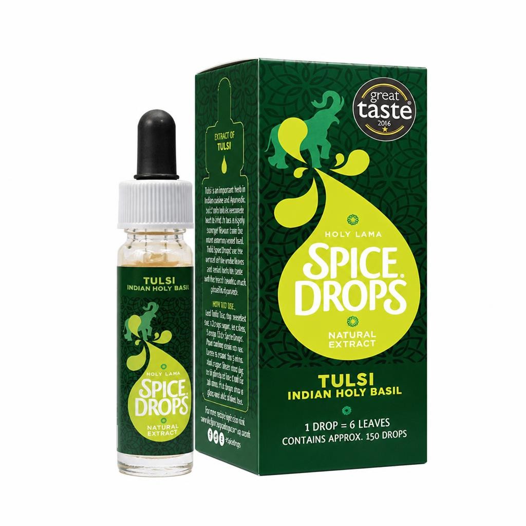 Spice Drops Tulsi (Holy Basil) Natural Extract 5ml – Concentrated Seasoning for Herbal Tea, Cooking & Drinks