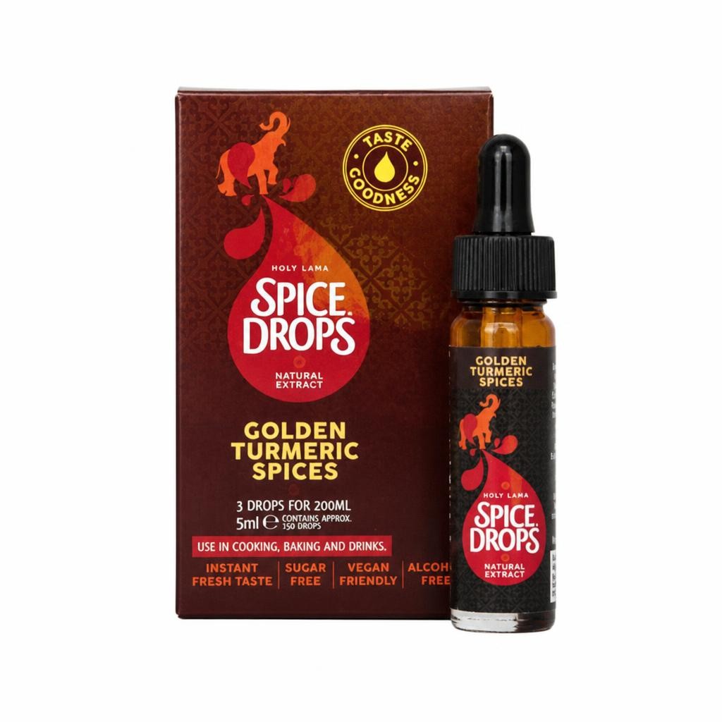 Spice Drops Golden Turmeric Spice Natural Extract 5ml – Concentrated Flavoring for Cooking, Rice, Drinks & Baking