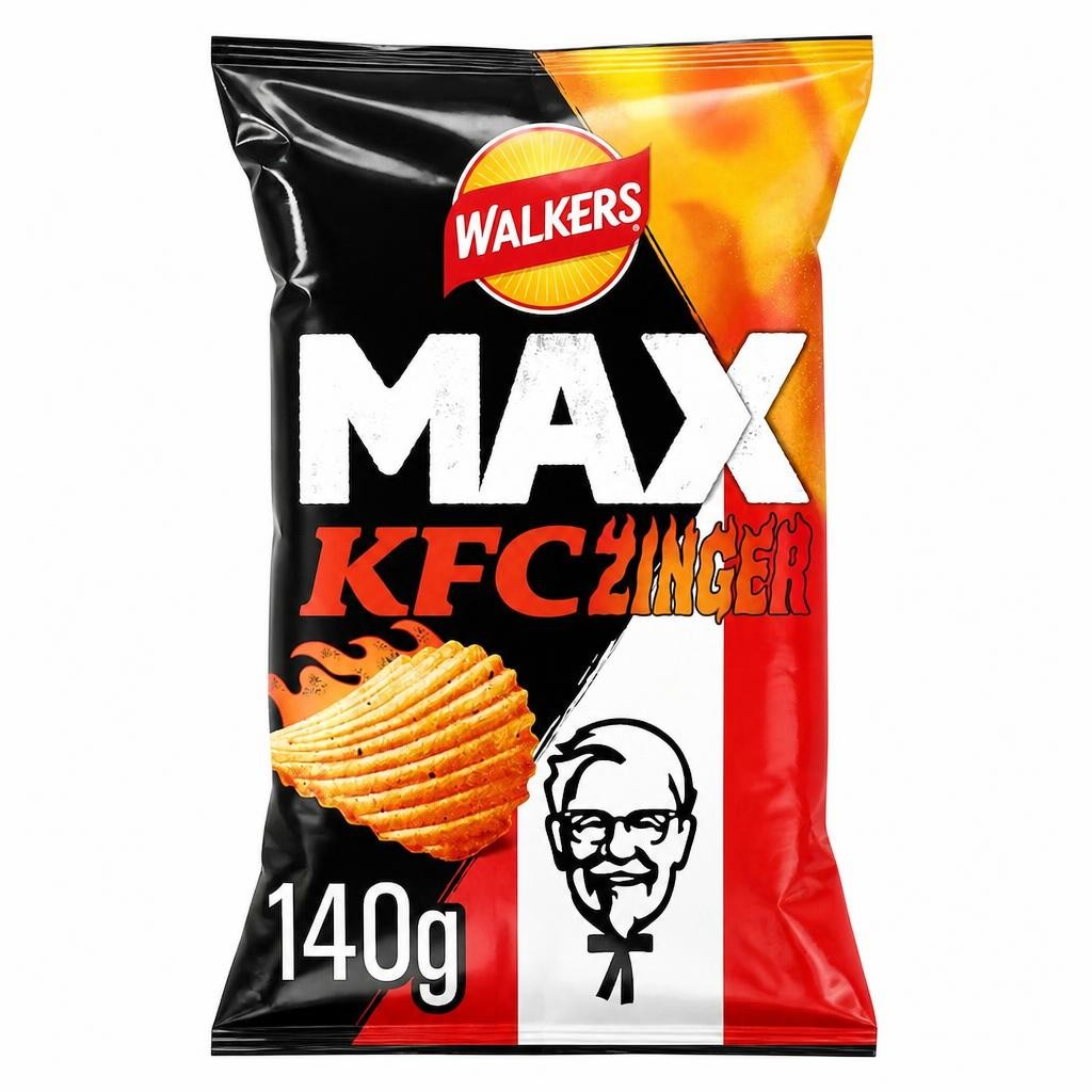 Walkers MAX KFC Zinger Flavour Ridged Potato Crisps 140g