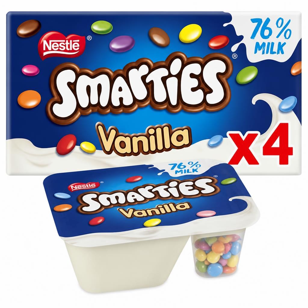 Smarties Vanilla Flavour Yogurt with Mini Smarties 4x107g