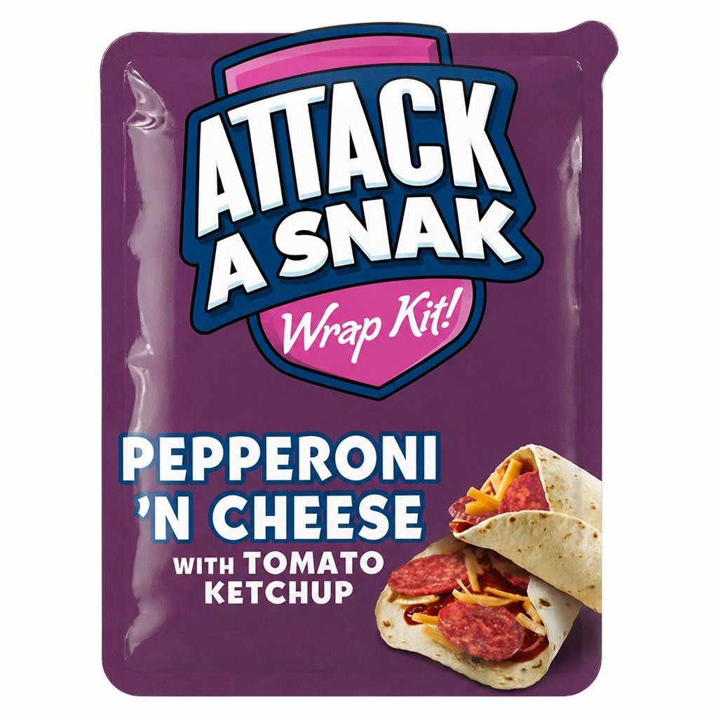 Attack a Snak Pepperoni & Cheese Wrap Kit with Tomato Ketchup 83g