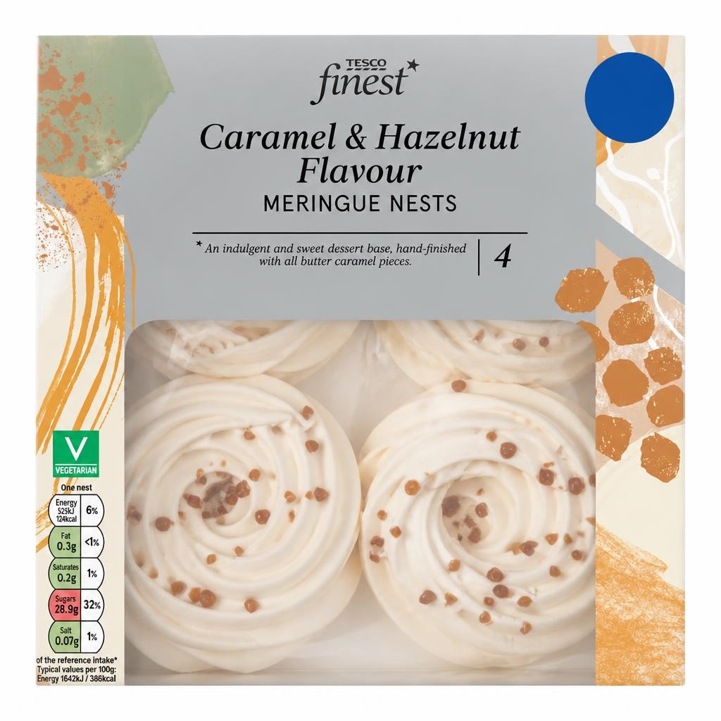 Tesco Finest 4 Caramel & Hazelnut Flavour Meringue Nests