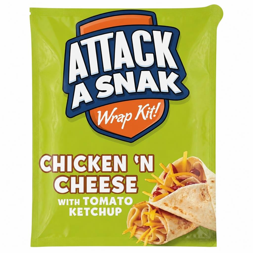 Attack a Snak Chicken & Cheese Wrap Kit with Tomato Ketchup 86g