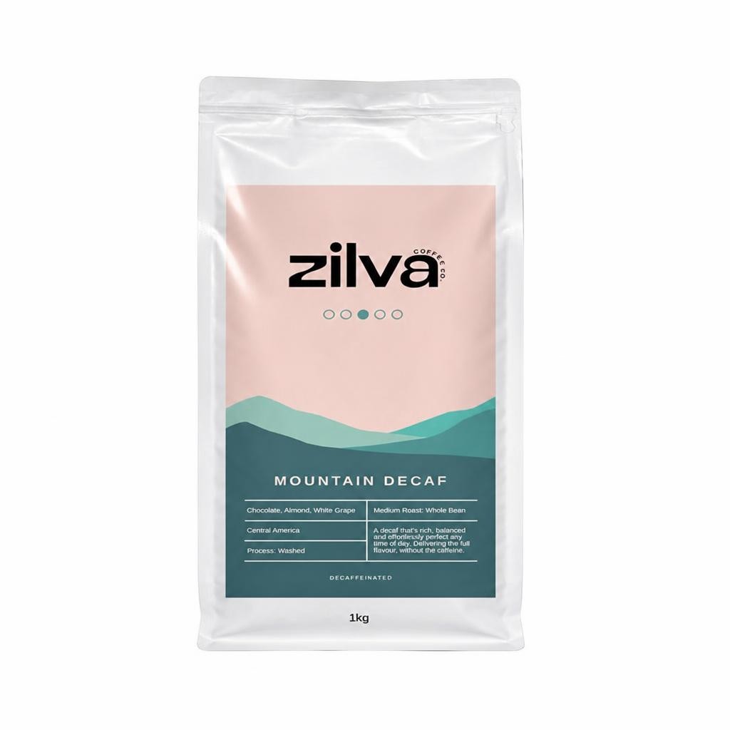 Zilva Mountain Decaf Coffee Beans - Decaffeinated Medium Roast - 1Kg