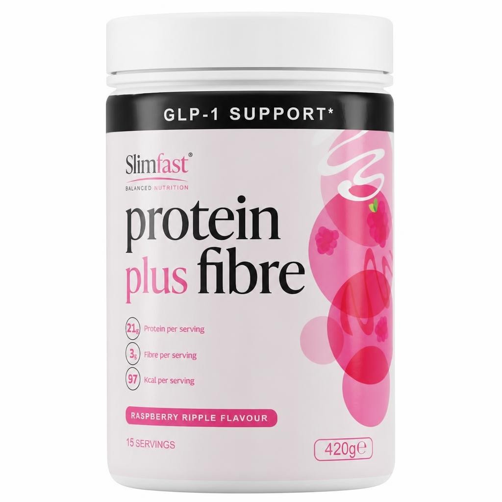 SlimFast Protein Plus Fibre Raspberry Ripple Flavour 15 Servings 420g.