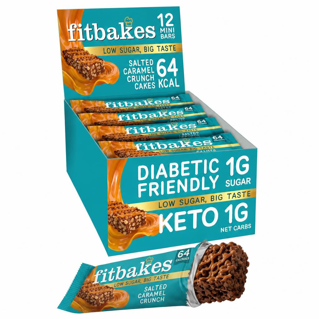 Fitbakes Salted Caramel Low-Sugar Crunch Mini Bars, 12 x 19g