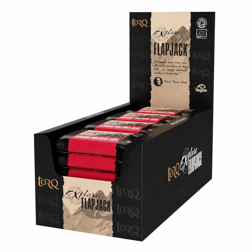 Torq Explore Flapjack Cherry Bakewell Plant Based - Vegan Nutrition Snacks For Running, Cycling, Sports & Expeditions - Endurance Flapjacks Energy Bars - Box Of 20