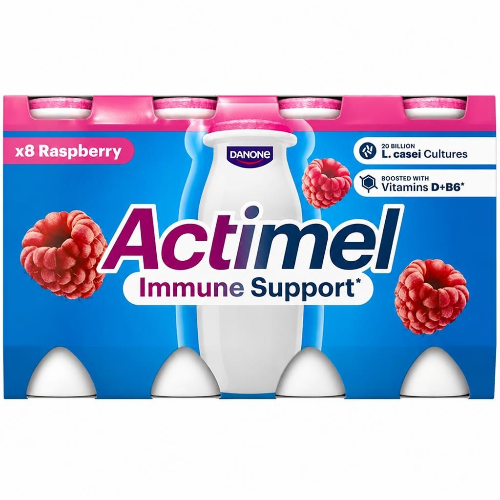 Actimel 8 x 100g Raspberry Immune Support Yoghurt Drink